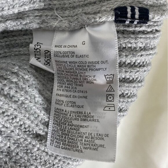Nautica Men's Sweater M 100% Cotton Light Gray Ribbed Knit Cowl Neck - Picture 4 of 5